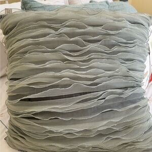 Elegant Ruffled Pillow in Sage Green
